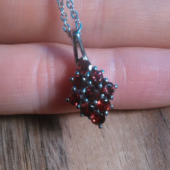 Mozambique Garnet Stainless Steel Pendant Necklace - Picture 1 of 7